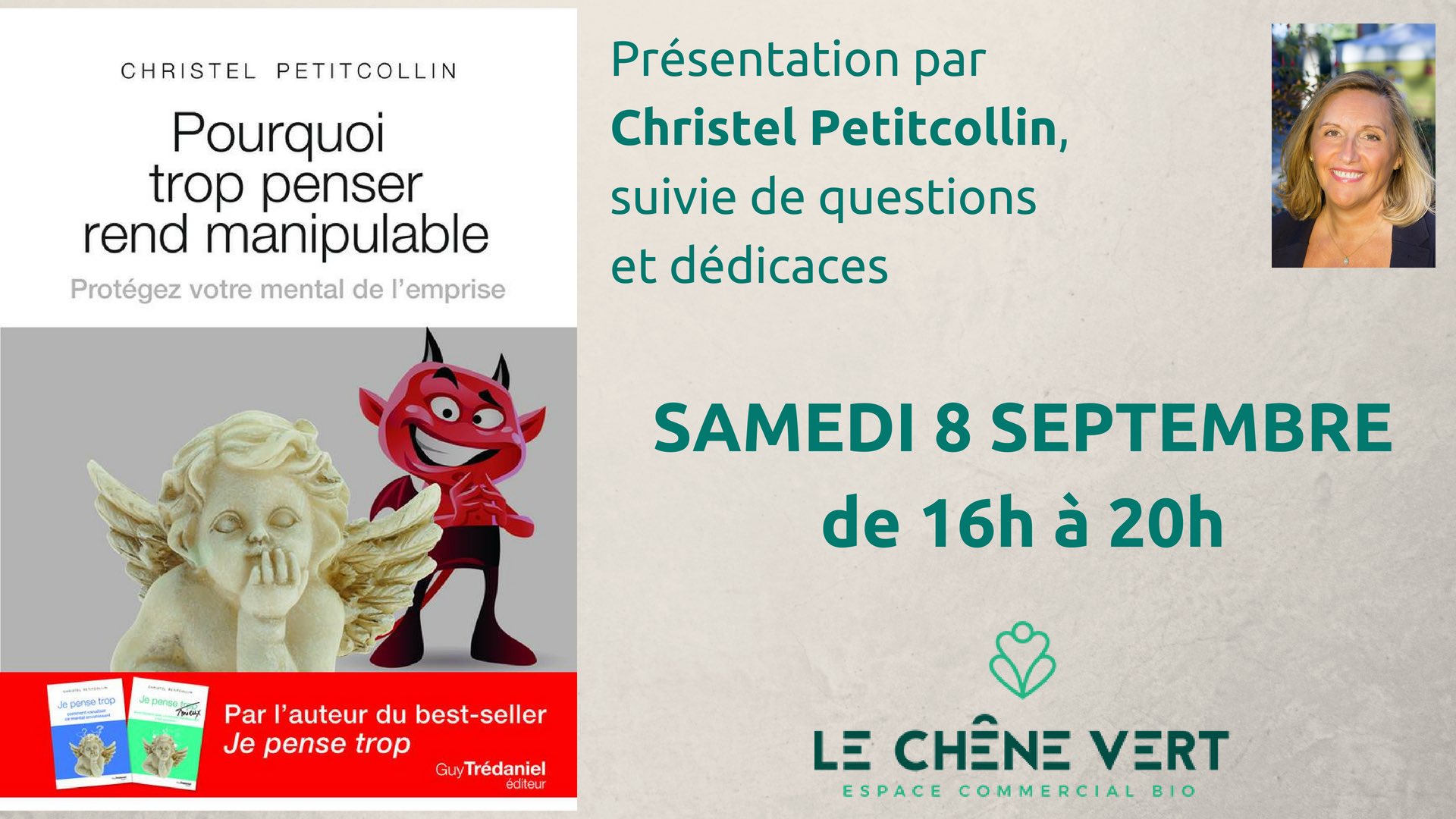 Conférence dédicace de Christel Petitcollin, samedi 8 septembre - Le Chêne  Vert : magasin bio à Montpellier