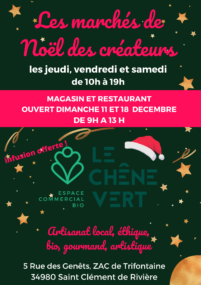 affiche publicitaire pour l'ouverture des dimanche 11 et 18 décembre